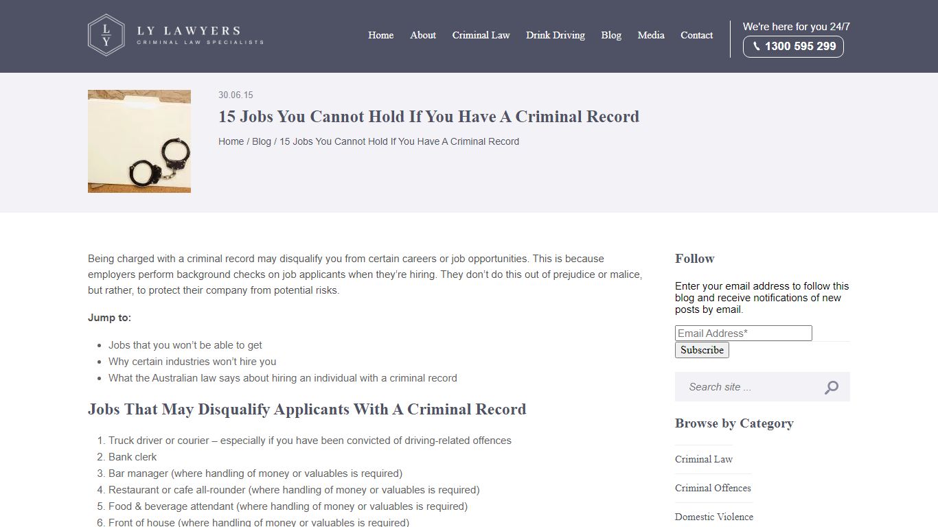 10 Jobs You Can't Get With A Criminal Record - LY Lawyers